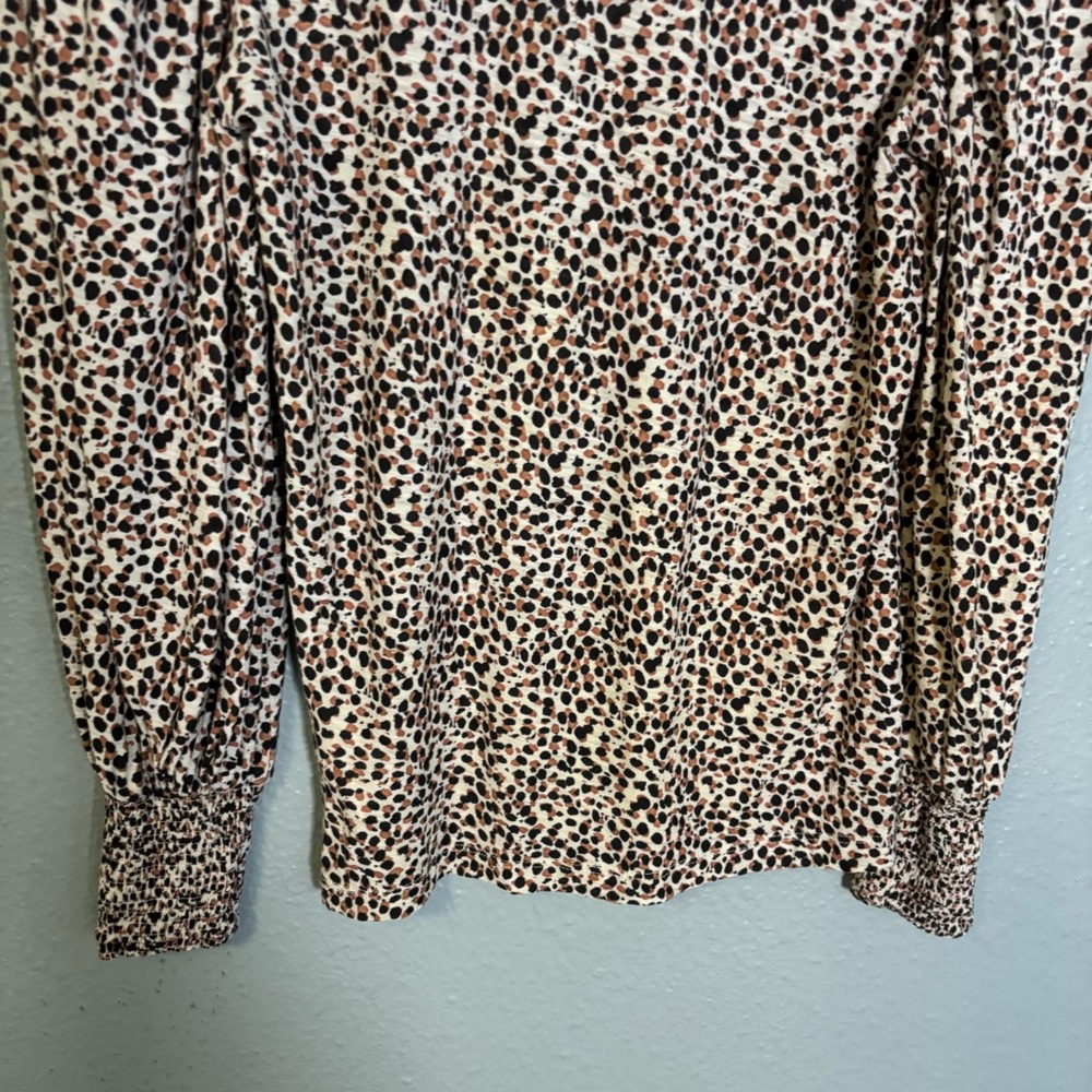 Nation LTD‎ Loren Animal Print Balloon Sleeve Top XS Boho Classic Pima Cotton - Picture 9 of 11